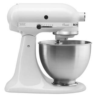 KitchenAid Classic Series 4.5 Qt. 10-Speed White Stand Mixer with Tilt-Head K45SSWH - The Home De... | The Home Depot