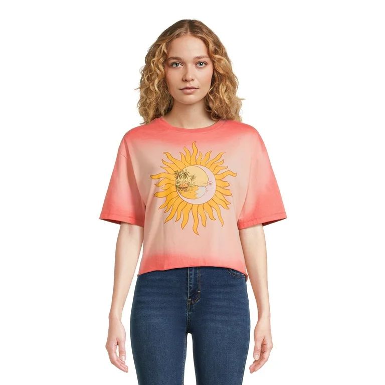 No Boundaries Juniors and Juniors Plus Cropped Graphic Tee with Short Sleeves, Sizes XS-4X | Walmart (US)