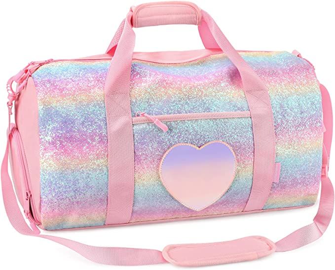 mibasies Dance Bag for Girls Duffle Bag Kids Overnight Travel Sleepover Bags with Shoes Compartme... | Amazon (US)