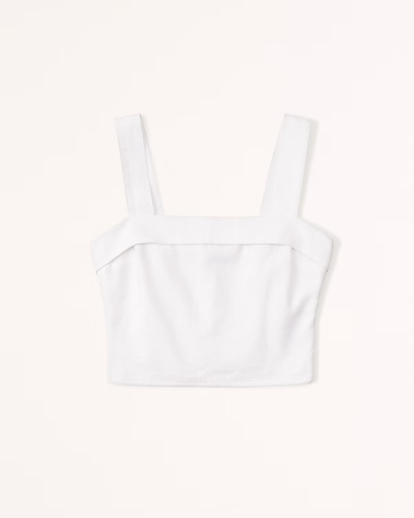Linen-Blend Foldover Set Top | Abercrombie & Fitch (US)