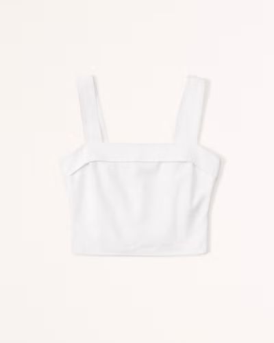 Linen-Blend Foldover Set Top | Abercrombie & Fitch (US)