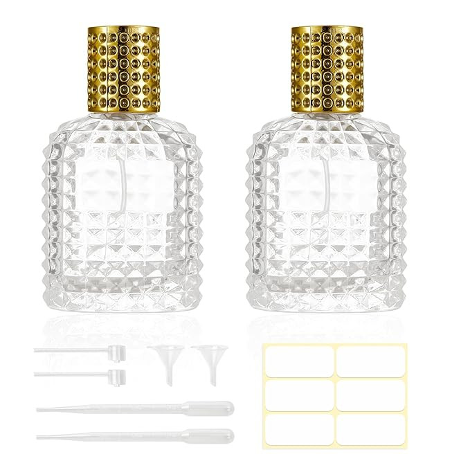 2 Pack 50ml Refillable Spray Perfume Bottles, Empty Clear Perfume Atomizer, Portable Perfume Mist... | Amazon (US)