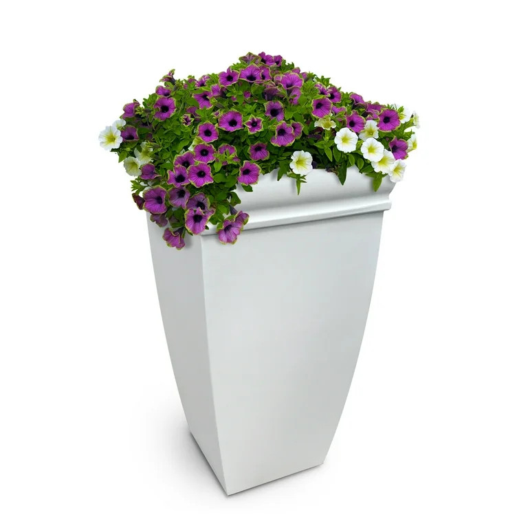 Mayne Chelsey 28" x 16" x 16" Tall Self-Watering Polyethylene Planter - White | Walmart (US)