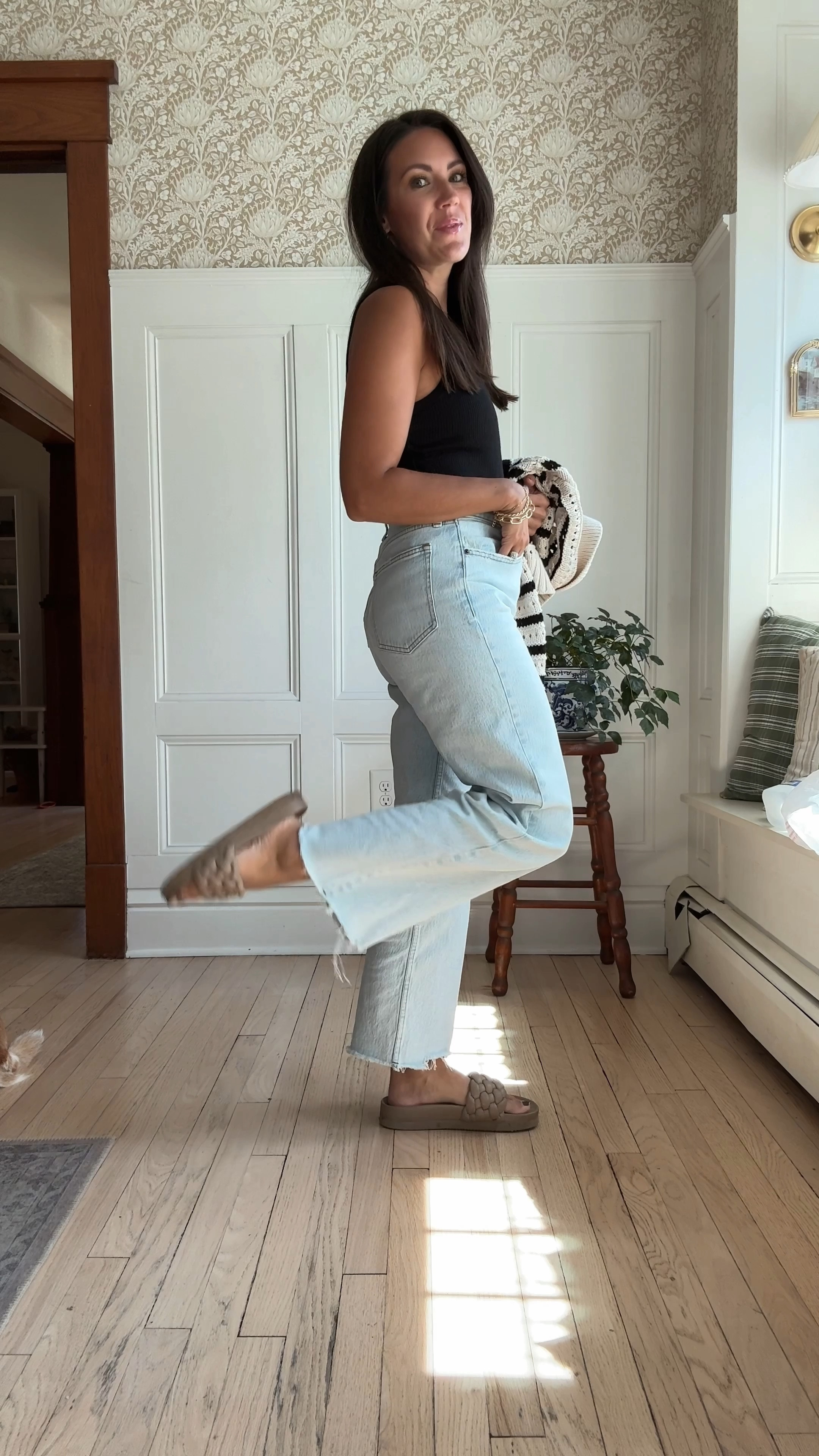 Casual summer to fall transitional outfit featuring denim jeans, classic black top, comfy shoes and my favorite accessories! Style tip, outfit of the day, outfit ideas and more!

#LTKStyleTip #LTKBeauty