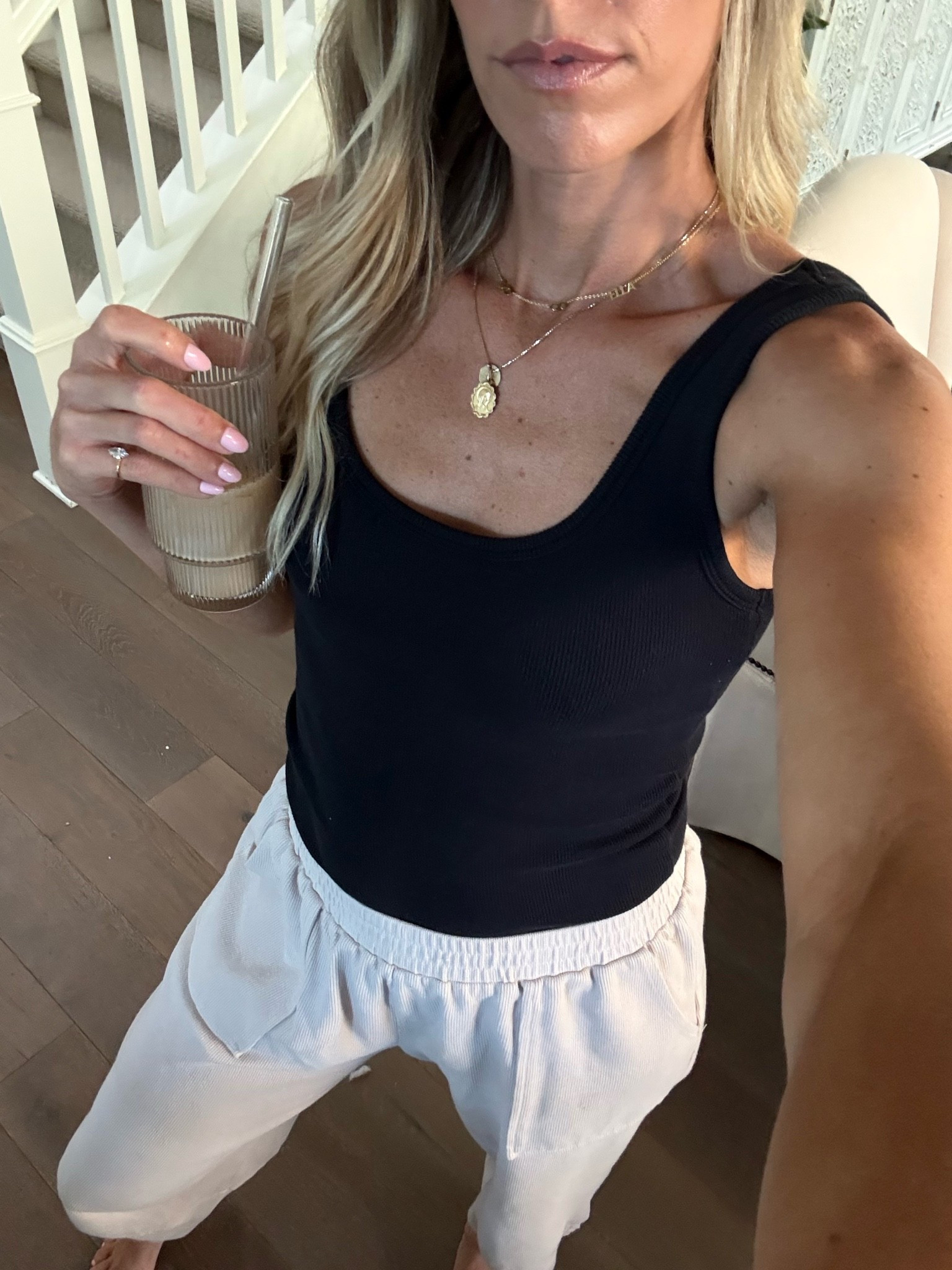 Sunday comfies ☕️ I have this braless tank in multiple colors and love it! These Free People lookalike pants are Amazon and super comfy 👌🏻 Both true to size 

Amazon, Abercrombie and Fitch, comfy everyday outfit, loungewear, mom style, school dropoff outfit, casual everyday outfit

#LTKootd #LTKgrwm #LTKdayinmylife