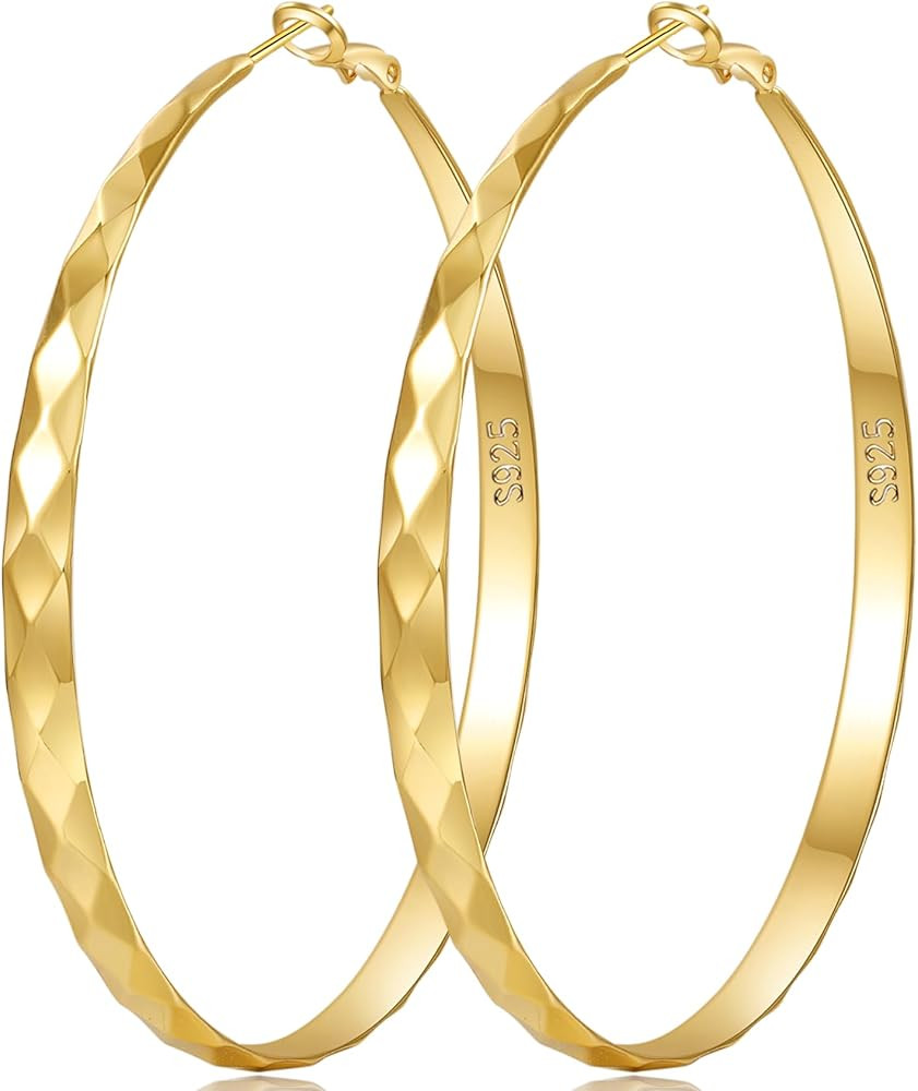 Senteria Silver Hoop Earrings for Women 925 Sterling Silver Hoop Earrings Hypoallergenic Large Si... | Amazon (US)