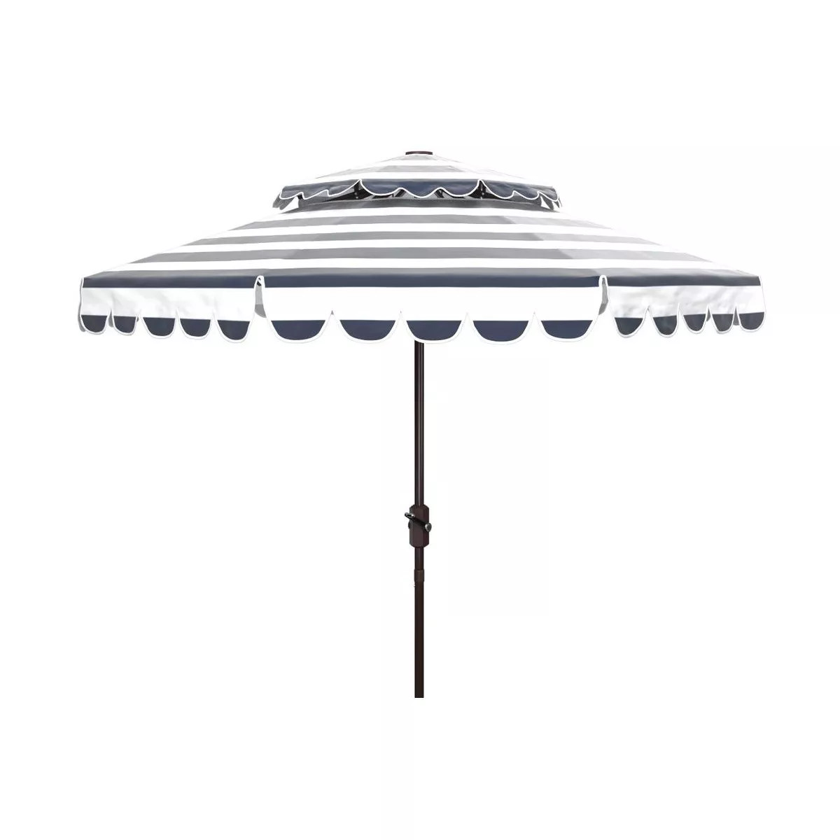 Vienna 9Ft Round Double Top Crank Patio Outdoor Umbrella - Navy/White - Safavieh. | Target