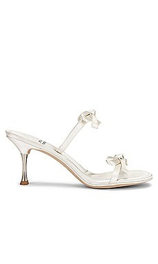 Jeffrey Campbell Bow-Bow Sandal in White Satin Silver from Revolve.com | Revolve Clothing (Global)