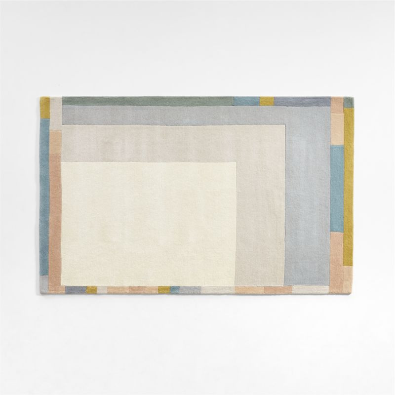 Neutral Colorblock Border Geometric Kids Rug 4x6 + Reviews | Crate & Kids | Crate & Barrel