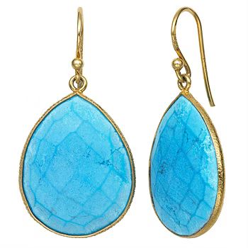 Simulated Blue Quartz 14K Gold Over Silver Drop Earrings | JCPenney