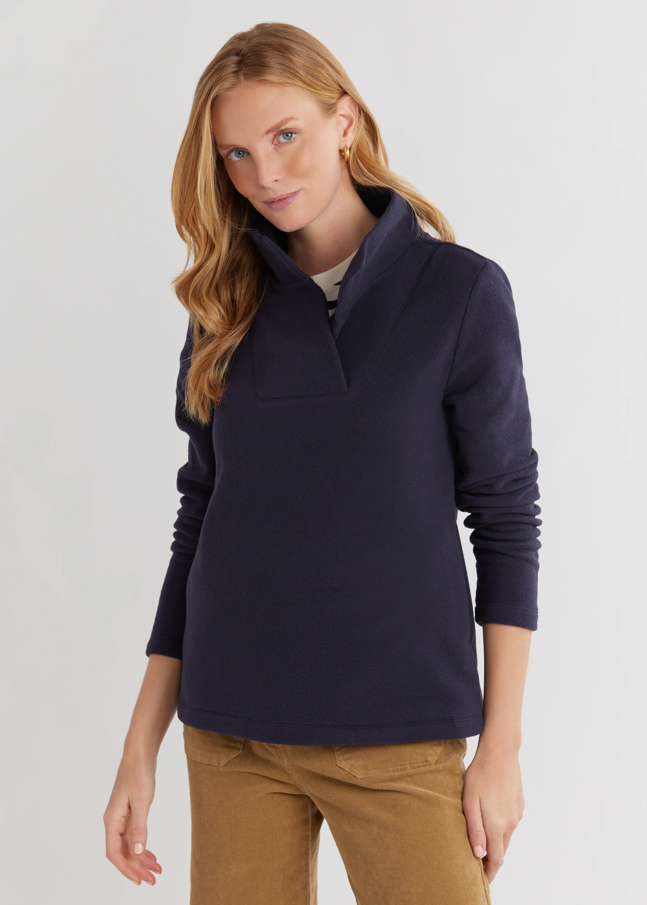 Sheffield Island Pullover in Vello Fleece (Navy) | Dudley Stephens