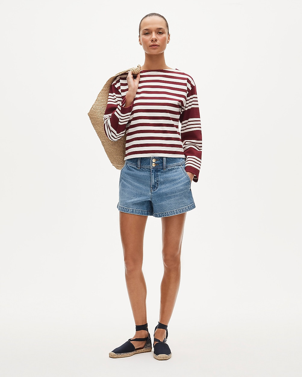 Denim short with stacked buttons | J. Crew US