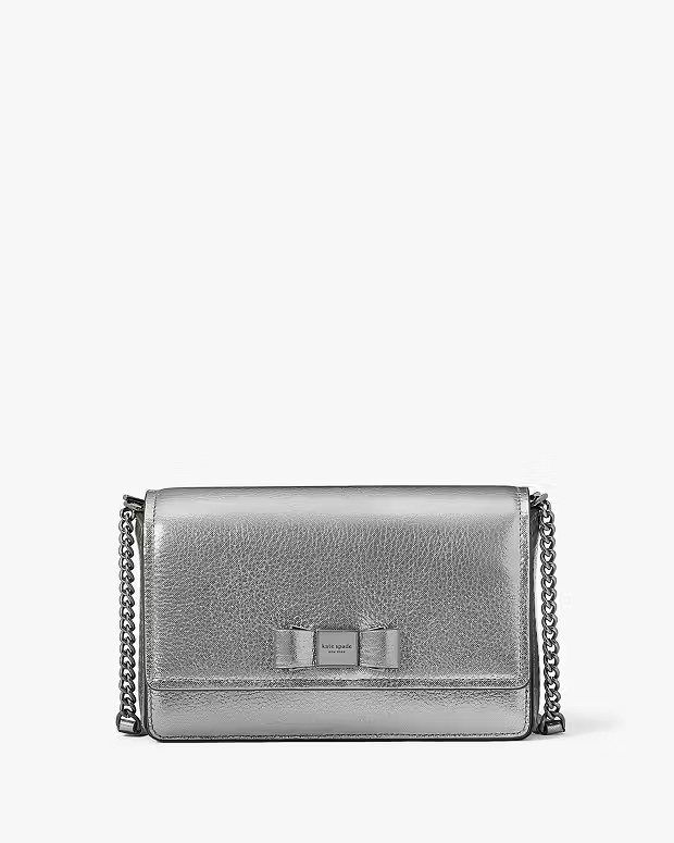 Morgan Bow Embellished Metallic Flap Chain Wallet | Kate Spade (US)