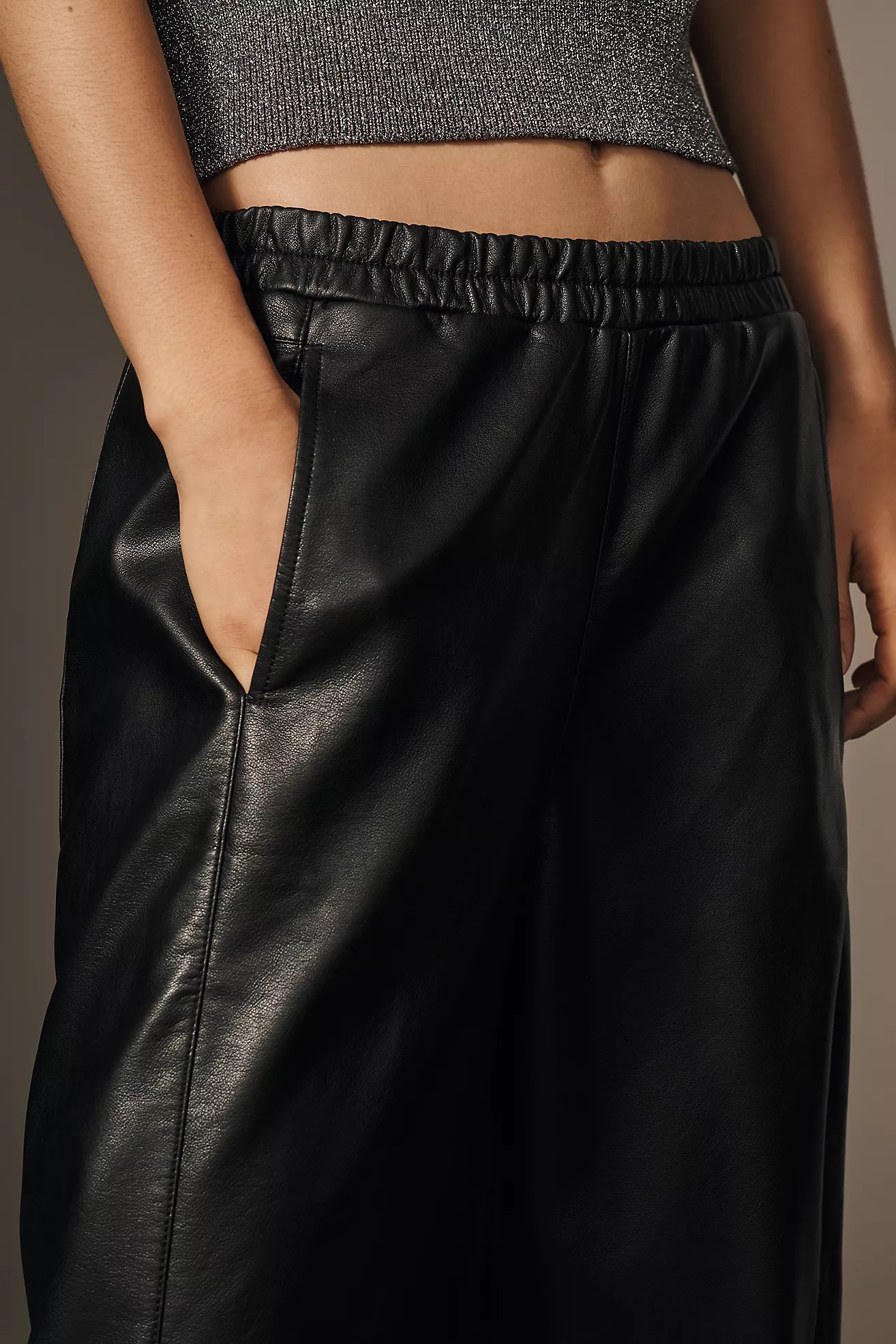 The Izzie Relaxed Pull-On Barrel Pants by Pilcro: Faux-Leather Edition | Anthropologie (US)