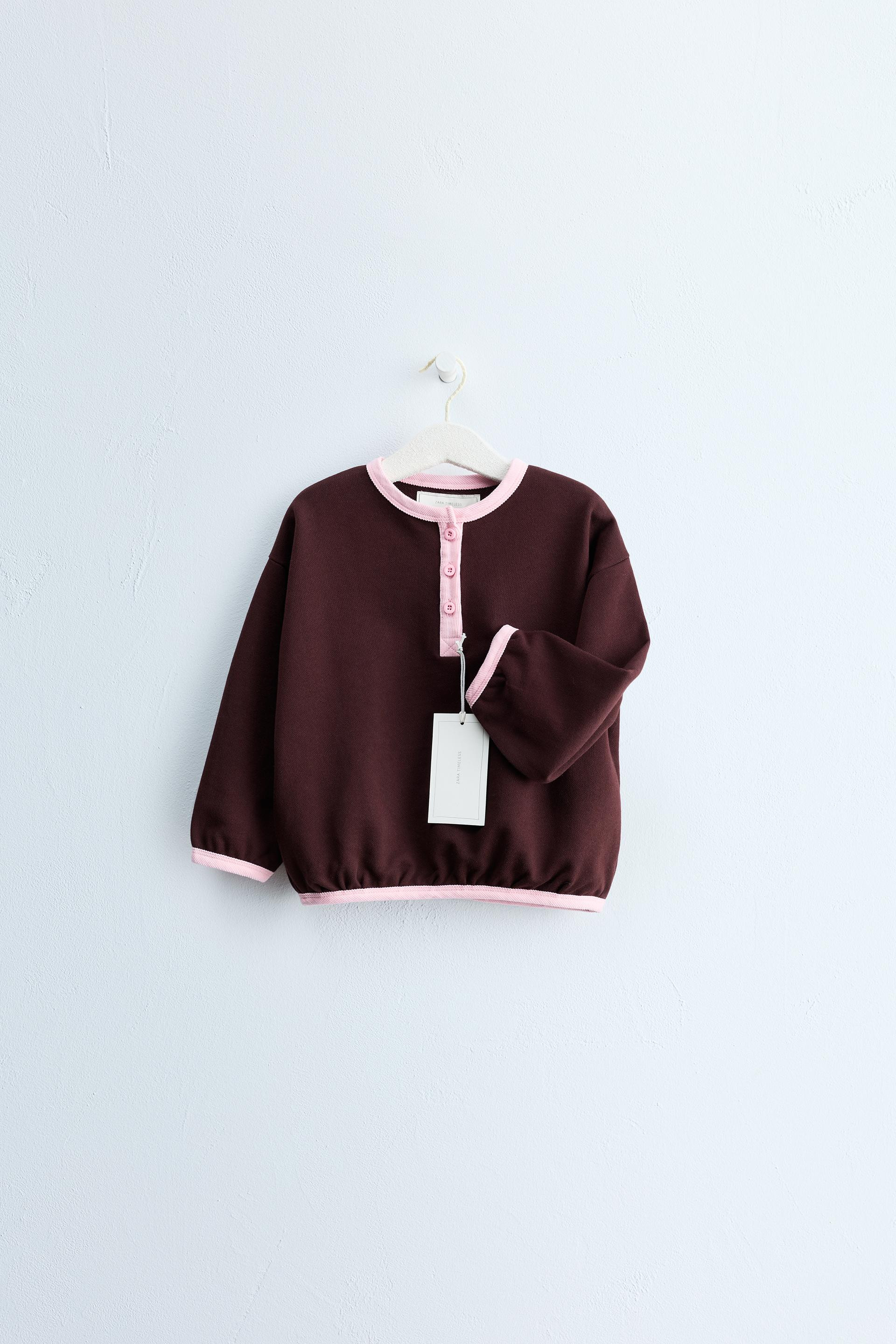 Zara - Zara Timeless - Fine Stripe Sweatshirt - Kids - Ecru Brown - Kids | Zara US