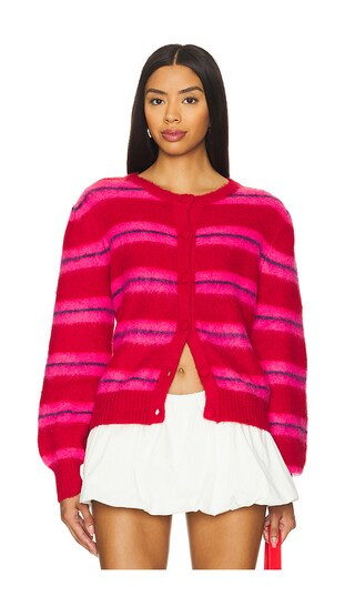 Cece Striped Cardigan in Pink & Red | Revolve Clothing (Global)