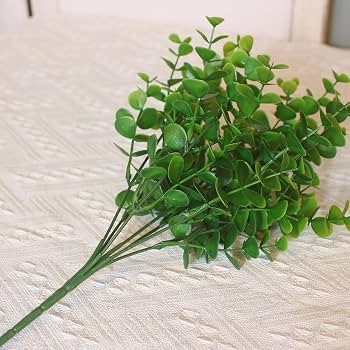 alyptus Artificial Boxwood Plants Outdoor 8 Bundles Faux Eucalyptus Flowers Green Bushes Plastic ... | Amazon (US)