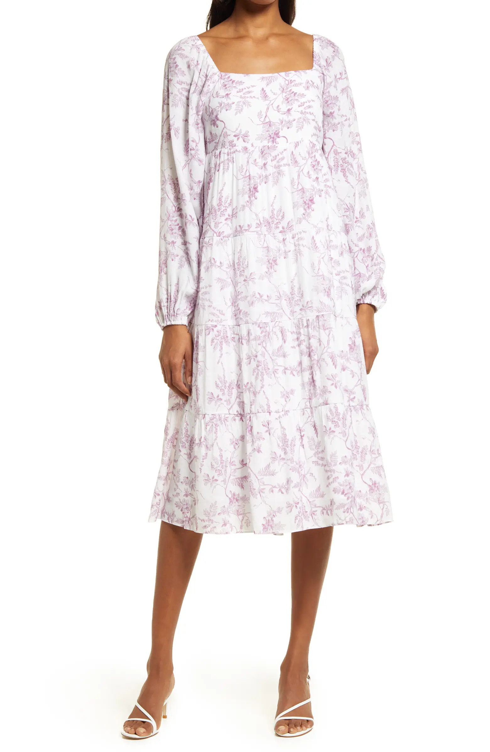 Chelsea28 Tiered Long Sleeve Midi Dress | Nordstrom | Nordstrom