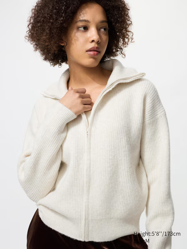 Soufflé Yarn Full-Zip Cardigan | UNIQLO (UK)