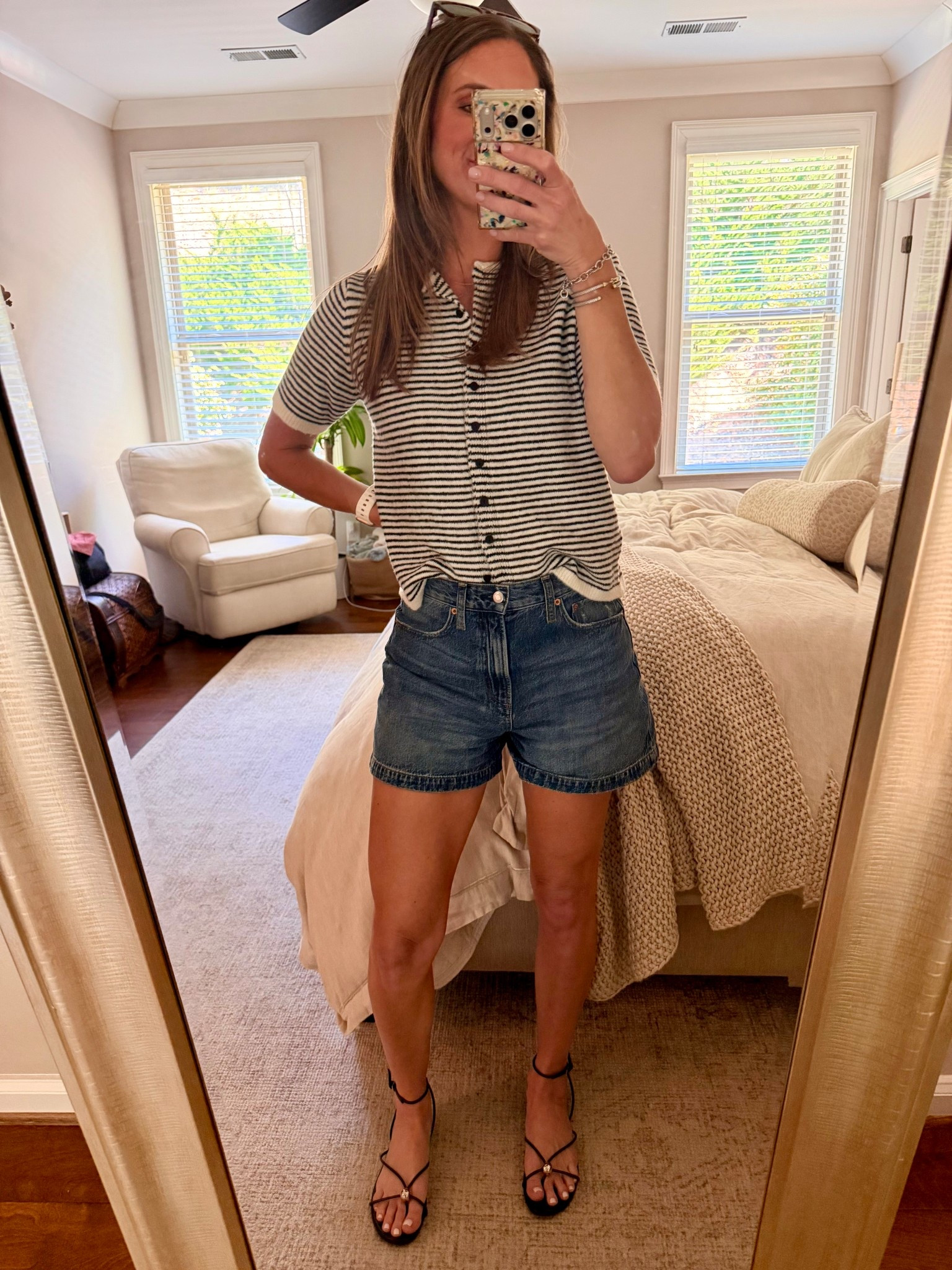 OOTD-the best denim shorts EVER, and sweater is on sale for $15! 

#LTKSaleAlert #LTKmomlife #LTKootd