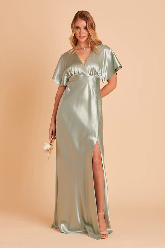 Jesse Satin Dress - Sage | Birdy Grey