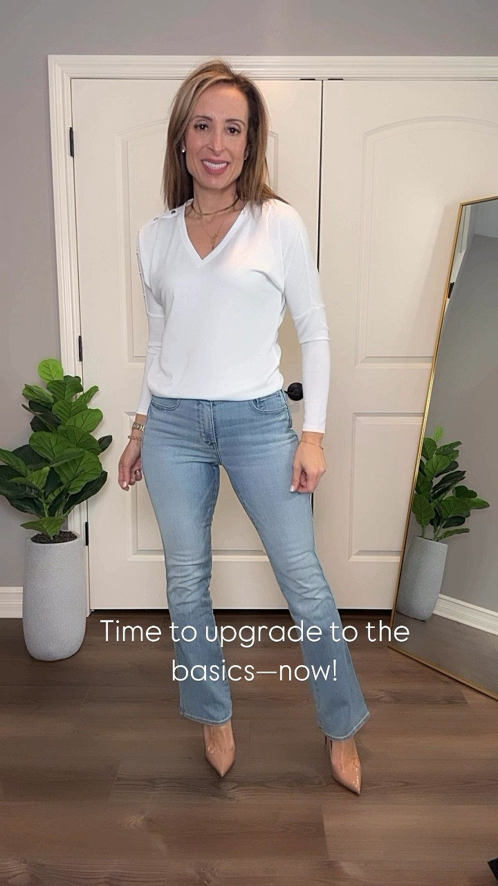 Time to level up your basics! ✨ Swapping the everyday for elevated essentials like these stunning flare-leg jeans and gorgeous V-neck tops that are anything but ordinary. 💕 

#LTKFindsUnder100 #LTKWatchNow #LTKStyleTip
