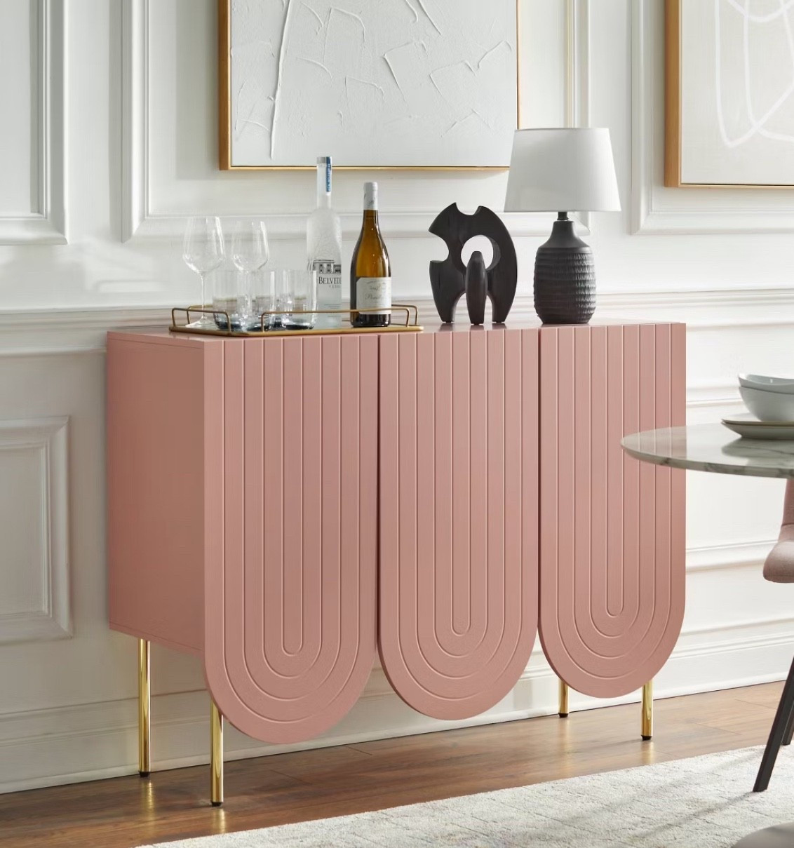 $244.99 reg $349.99
Sale save $105.00 (30% off)
When purchased online
Lifestorey Ingrid 3-Door Mid Century Modern Scalloped Sideboard Pink: Gold-Tone Legs, MDF Construction


#LTKSaleAlert #LTKHome