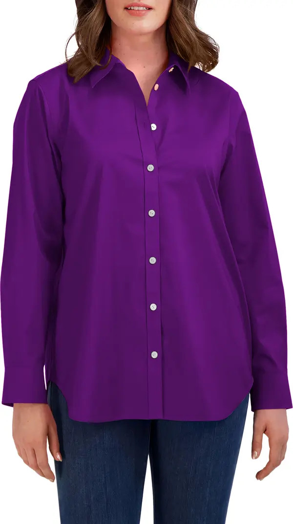 Oversize Cotton Blend Button-Up Shirt | Nordstrom