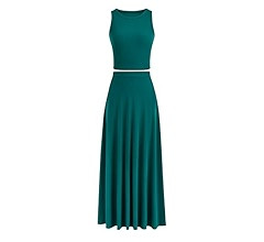 PRETTYGARDEN Womens 2 Piece Casual Summer Knit Cropped Tank Top High Waisted Long Skirt Outfits | Amazon (US)