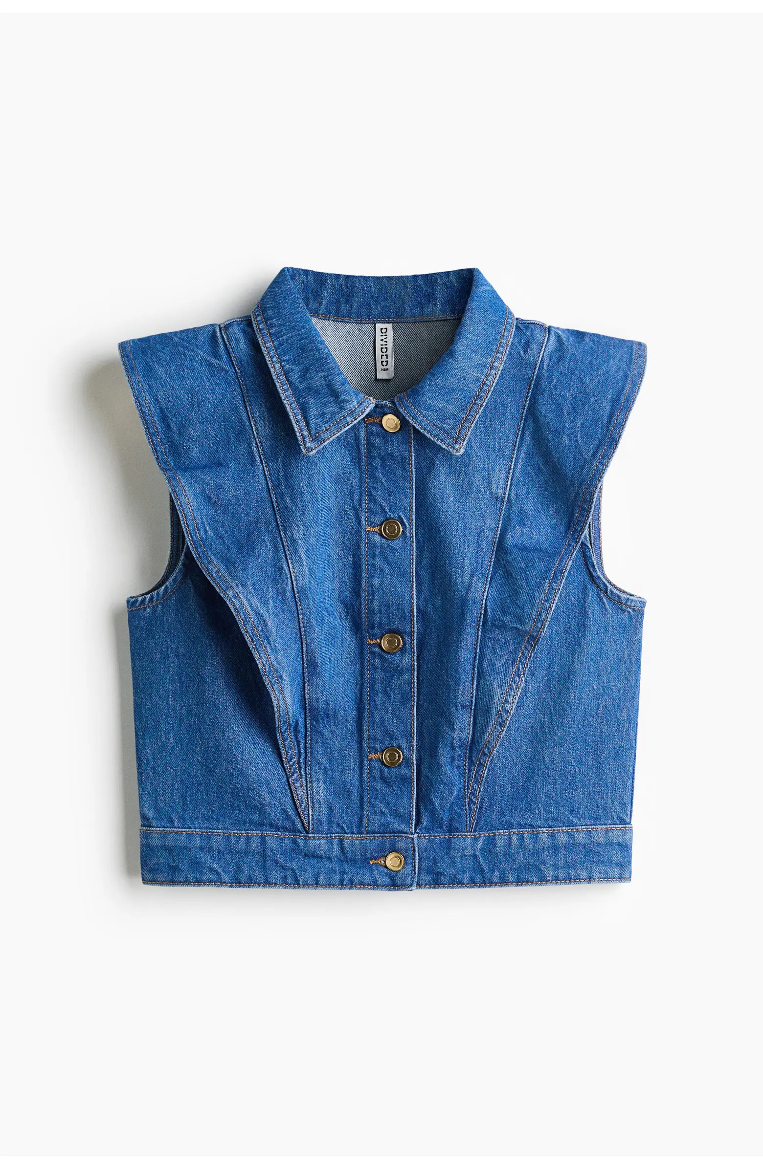 H&M Flounce-trimmed Denim Waistcoat | Nordstrom | Nordstrom