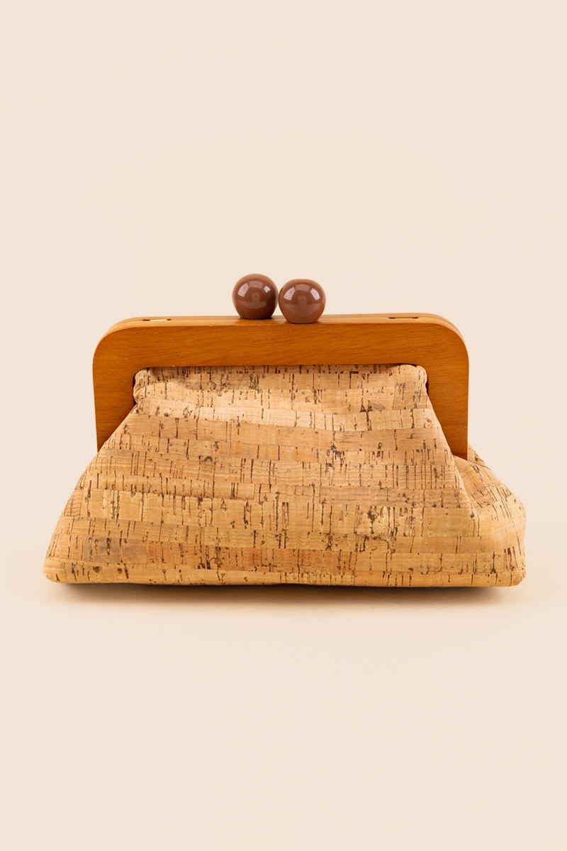 Victoria Cork Wooden Clutch | Francesca's