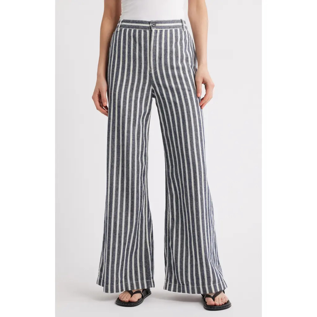 Madewell Zoe Relaxed Fit Wide Leg Linen & Cotton Pants in Stripe Twill at Nordstrom Rack, Size 0 | Nordstrom Rack