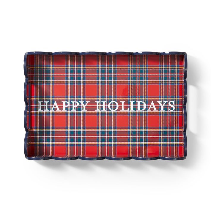 Plaid Scalloped Lacquer Tray | Mark and Graham