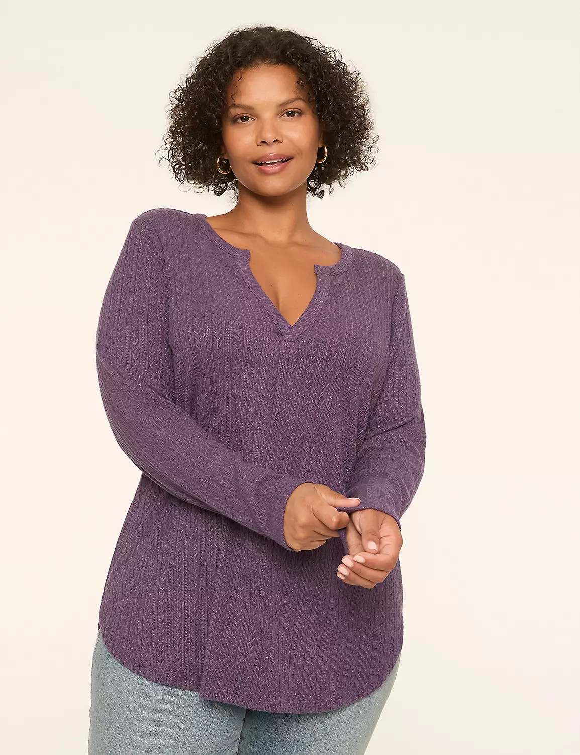 Long-Sleeve V-Notch Neck Tunic Tee | LaneBryant | Lane Bryant (US)