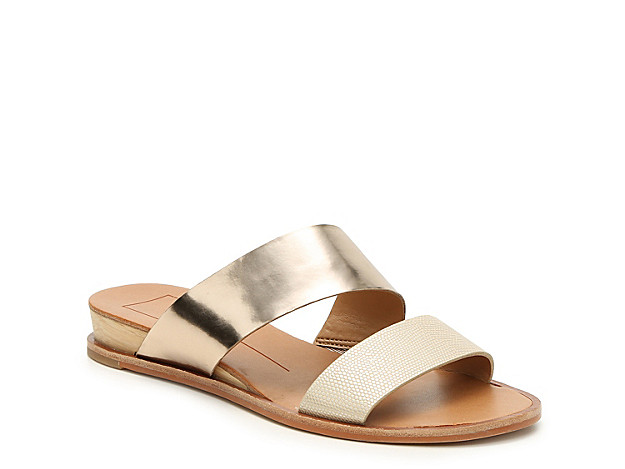 Dolce Vita Paci Wedge Sandal - Women's - Gold Metallic Embossed Faux Leather | DSW