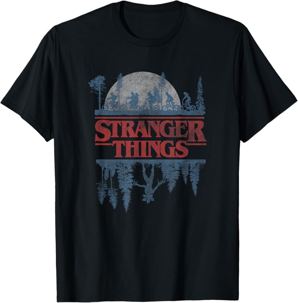Stranger Things Blue Gradient Shadow Upside Down Logo T-Shirt | Amazon (US)