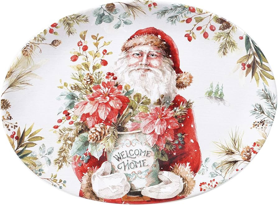 Certified International Christmas Story Oval Platter 16", Large, Red | Amazon (US)