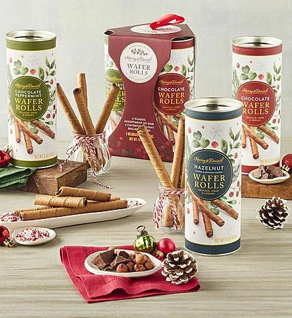 Harry & David Holiday Wafer Rolls 3-Pack, Assorted Flavors (Hazelnut, Chocolate, Peppermint), Dec... | Walmart (US)