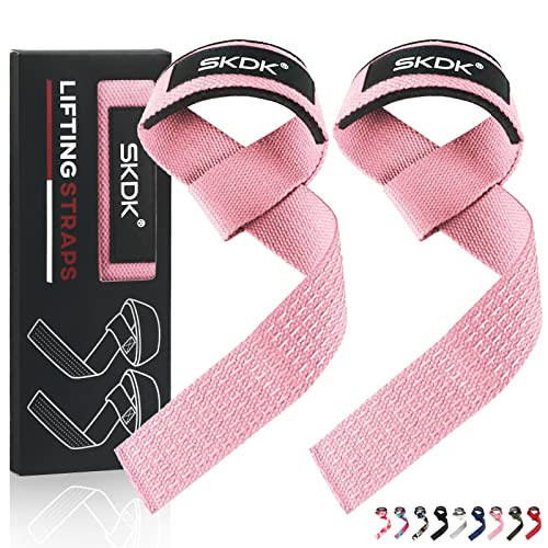 SKDK Cotton Hard Pull Wrist Lifting Straps Grips Band-Deadlift Straps with Neoprene Cushioned Wrist Padded and Anti-Skid Silicone - for Weightlifting, Bodybuilding, Xfit, Strength Training | Amazon (US)
