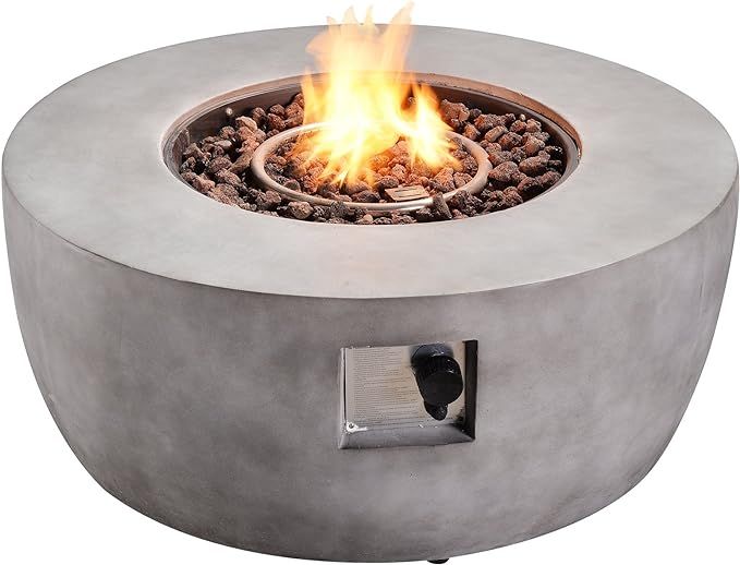 Peaktop Concrete Propane Gas Fire Pit Table with ETL Certification, PVC Cover and Lava Rocks for ... | Amazon (US)