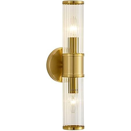 Mid-Century Wall Sconces Brass Glass Rod Wall Light 2-Light Vanity Wall Lights Fixtures for Bedroom  | Amazon (US)
