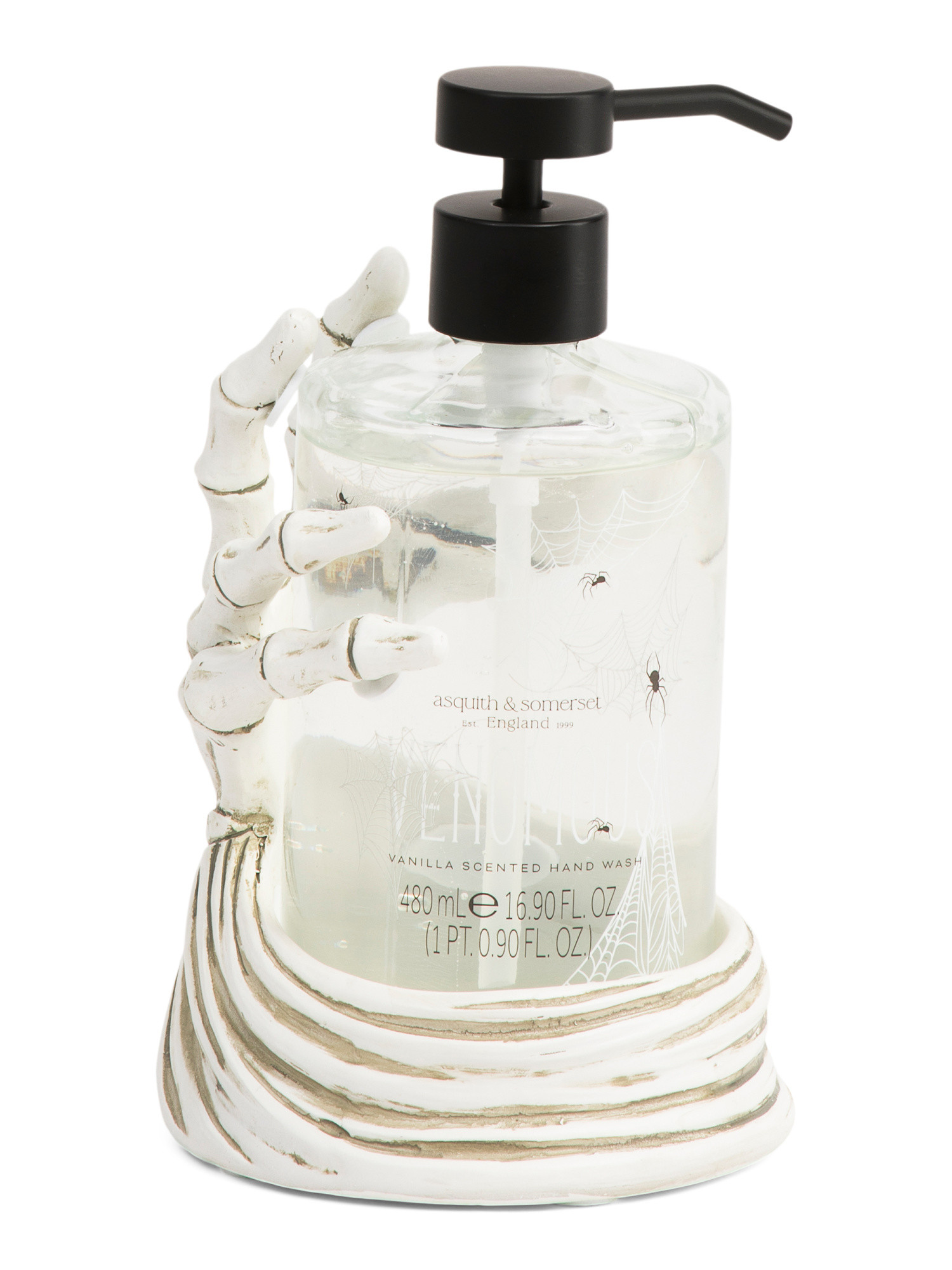 16.9oz Vanilla Hand Wash With Glass Bottle And Resin Hand Bone Holder | TJ Maxx