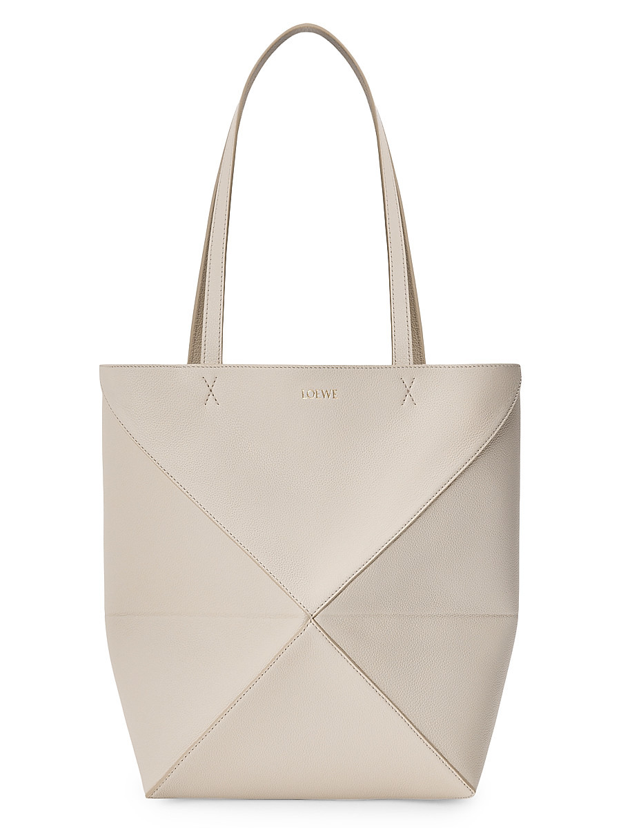 Women's Medium Puzzle Fold Grained Leather Tote Bag - Light Ghost | Saks Fifth Avenue