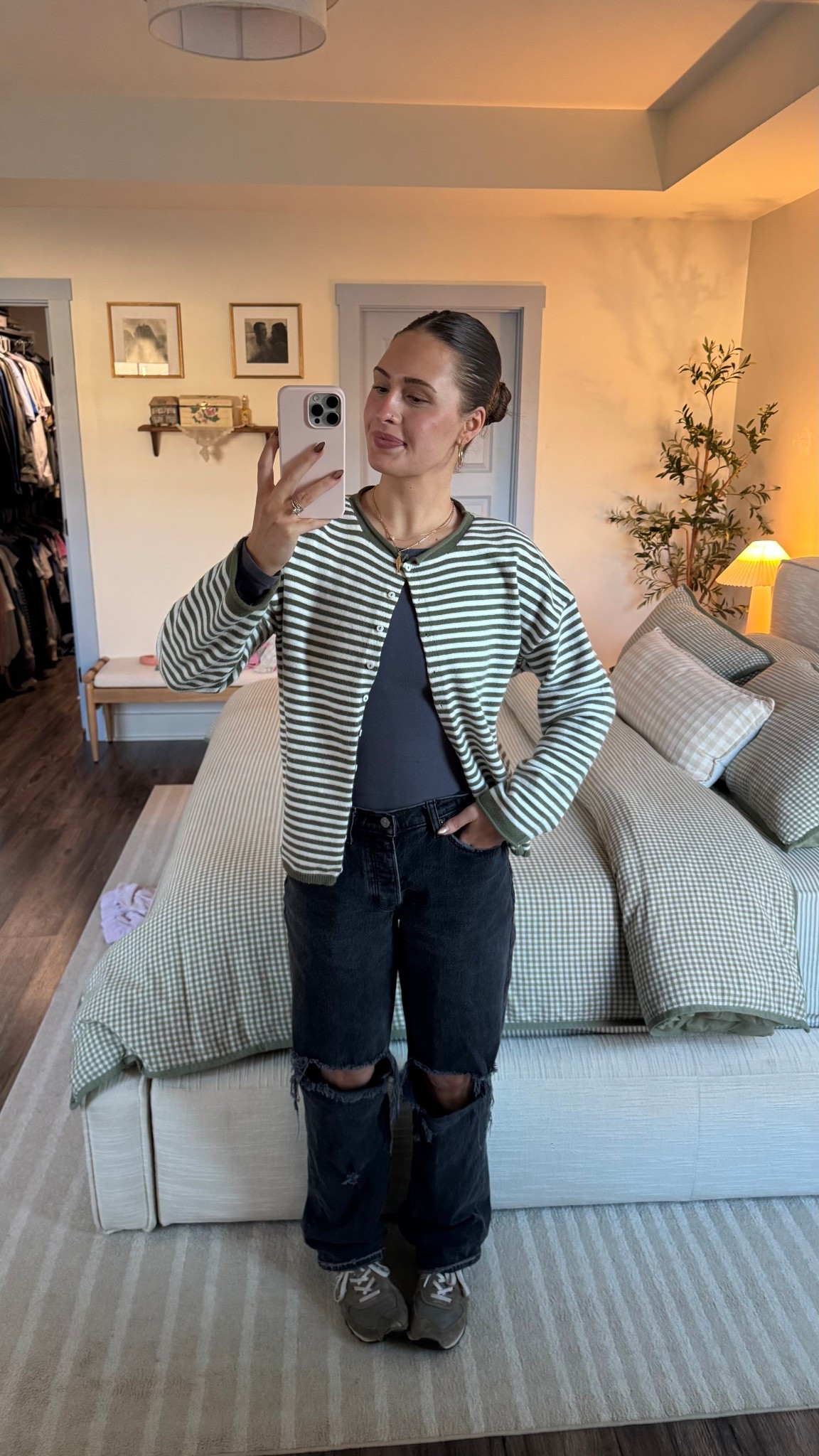 Wearing a medium sweater and small top! Jeans are a size 28 R (90s baggy curve love, low rise)

#LTKootd #LTKmomlife #LTKgrwm