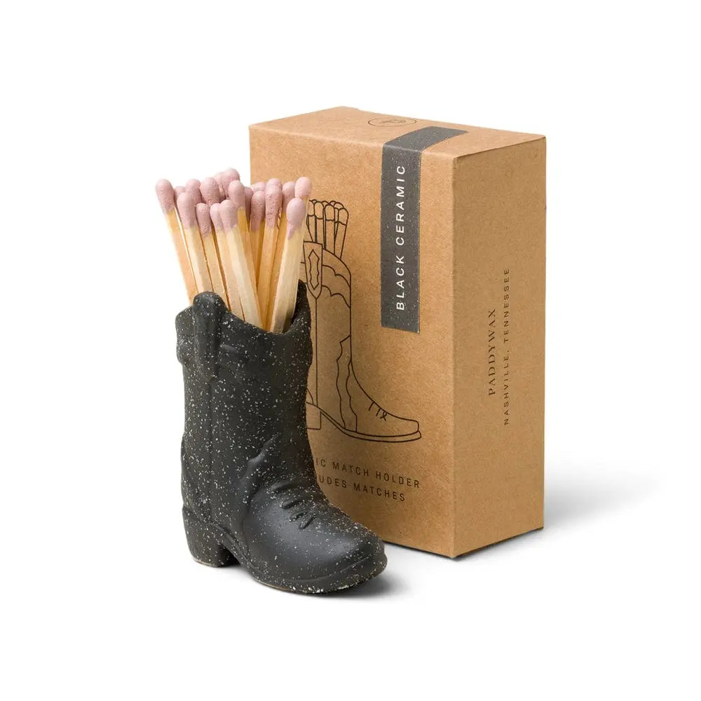 Cowboy Boot Match Holder - Black | Paddywax