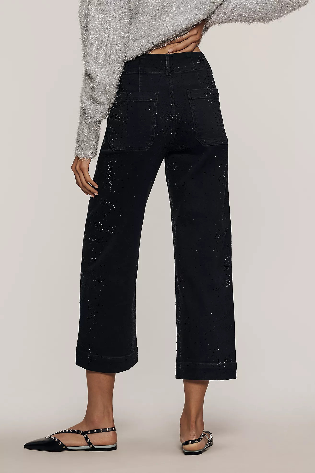 The Colette Sparkle Crop High-Rise Wide-Leg Jeans by Maeve | Anthropologie (US)