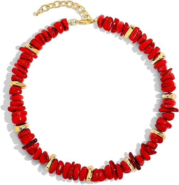 Colorful Irregular Beaded Necklace for Women Trendy Statement Irregular Resin Bead Choker Necklac... | Amazon (US)