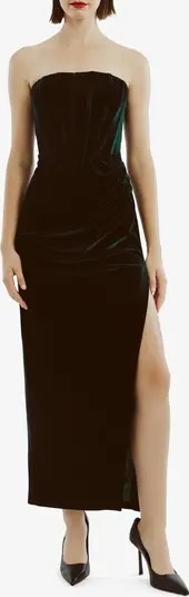 Everlasting Strapless Velour Cocktail Midi Dress | Nordstrom