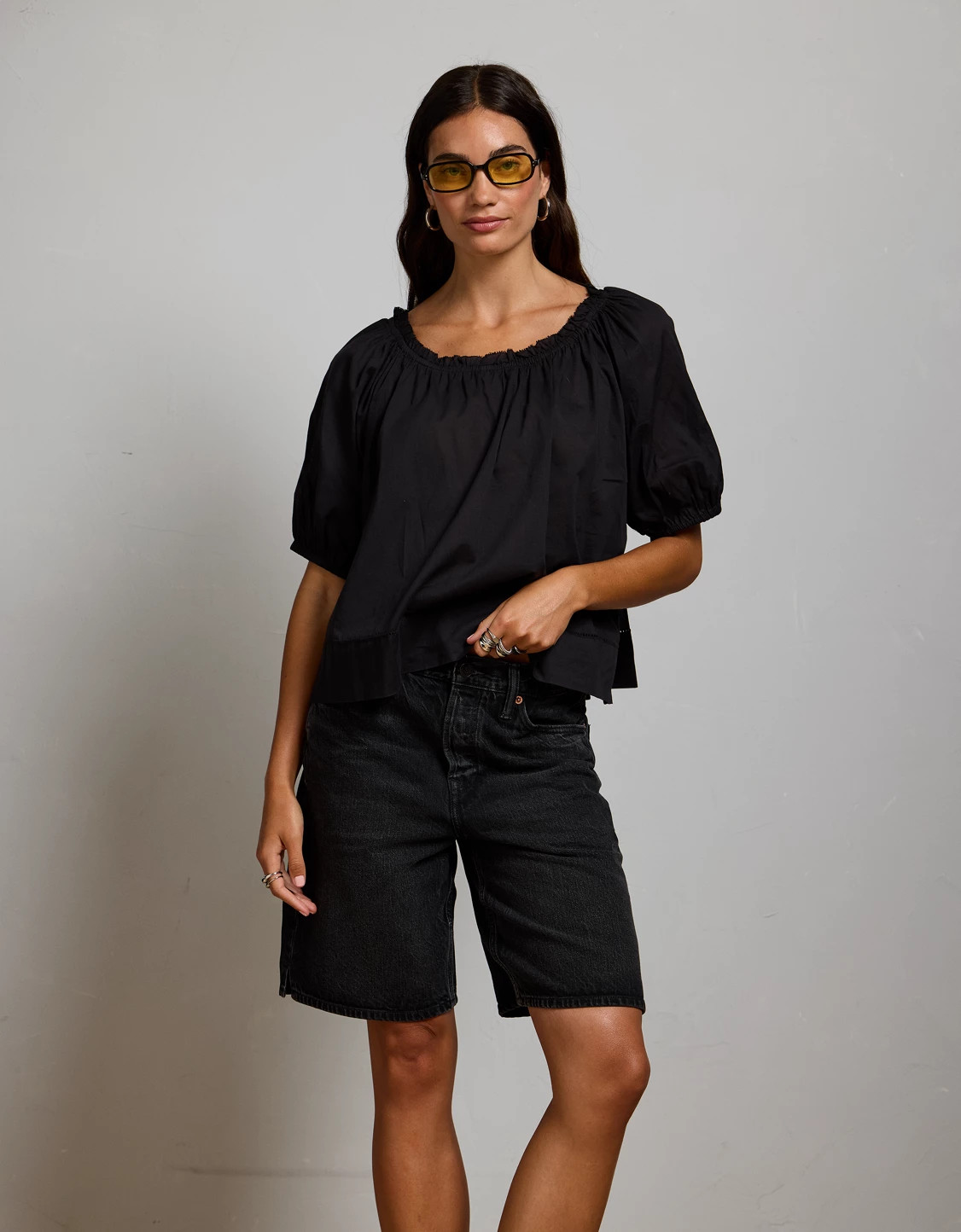 AE77 Premium Super High-Waisted Baggy Bermuda Denim Short | American Eagle Outfitters (US & CA)