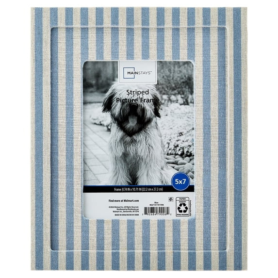 Mainstays 5 x 7 Blue and White Striped Upholstered Fabric Picture Frame | Walmart (US)